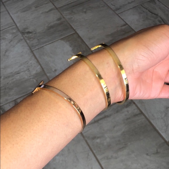 Rose Gold Stainless Steel Cuff Bangle Bracelets - Picture 5 of 7